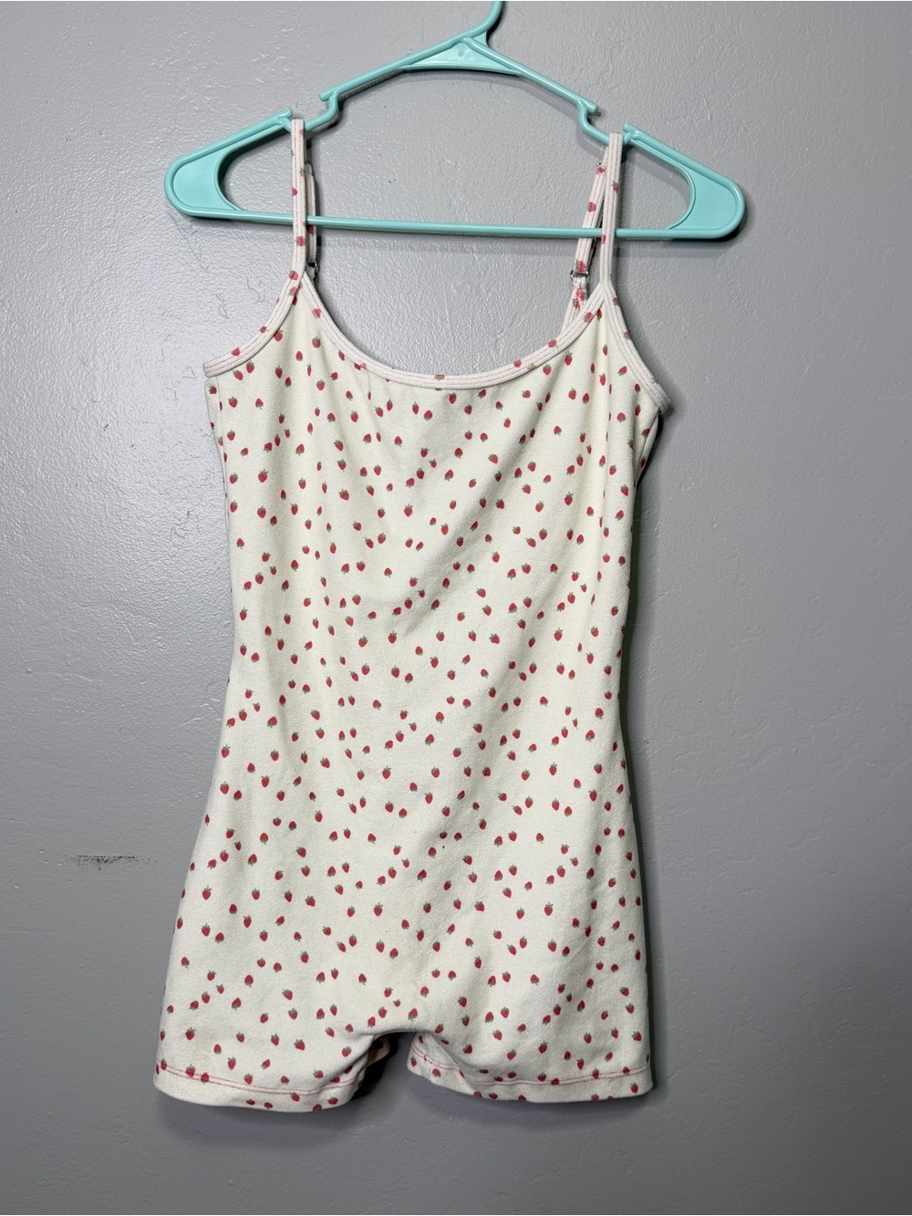 Frankies Bikinis Strawberry Print Romper Mini Shorts L
